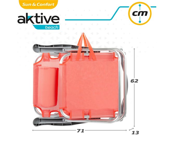 Cadeira dobrável multiposições em alumínio coral Aktive Laranja