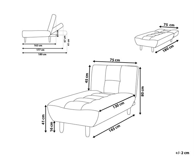 Beliani Chaise longue Poliéster ALSTEN Bege