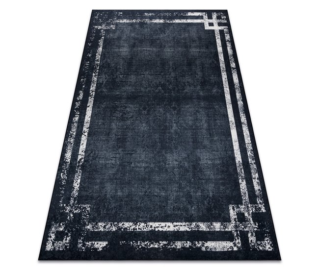 ANDRE 1486 Tapete Quadro vintage antiderrapante 80x150 Preto