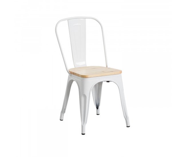 Cadeira Industrial Strong com Assento de Madeira Thinia Home Branco