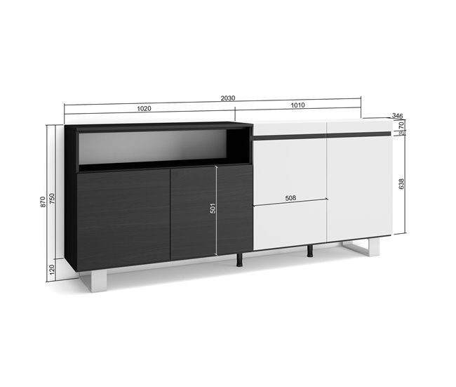 Aparadores para sala Branco/ Preto