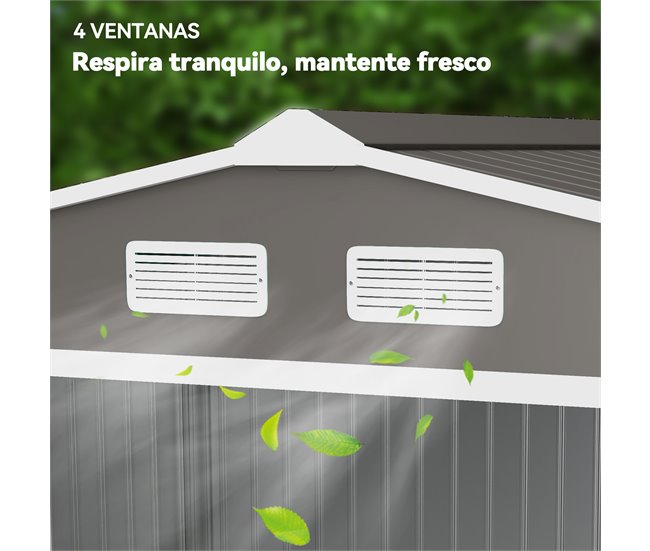 Abrigo de Armazenamento Aço Galvanizado e PP Outsunny Cinza