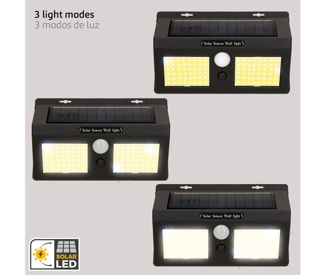 Aktive Conjunto de 6 luminárias solares LED de 500 lúmens Preto