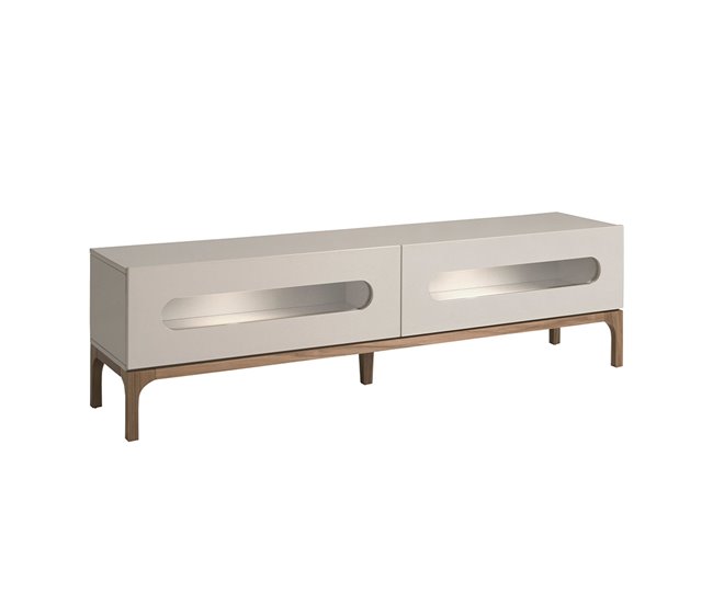 Mesa de TV em madeira de nogueira e cinzento com iluminação interior Cinza