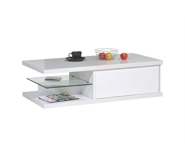 Mesa de centro modelo DUNE branco Branco Brillo