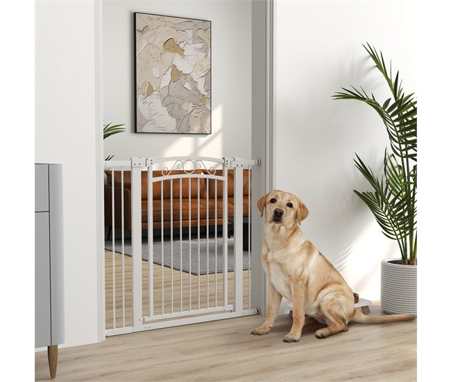 Barrera de Segurança para Cães Aço e PA PawHut Branco