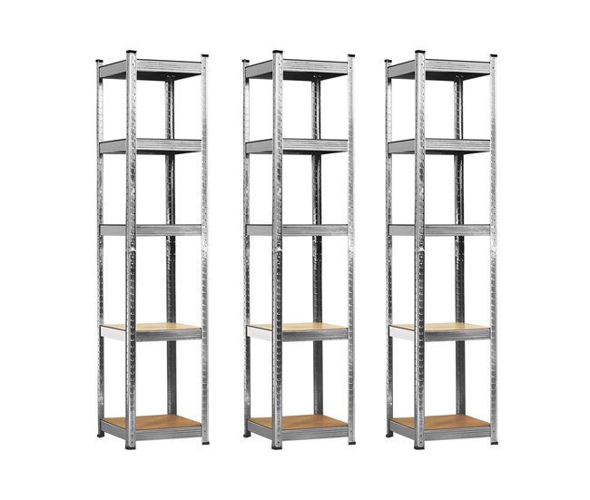 Pack 3 Prateleiras Modulares com 5 Prateleiras Ajustáveis ​​O91 Cinza