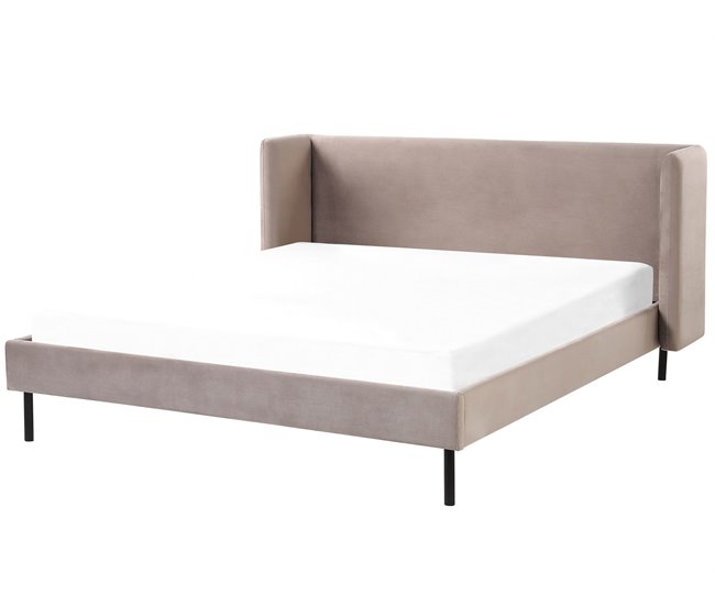 Beliani Cama com estrado Veludo ARETTE Cinza Escuro