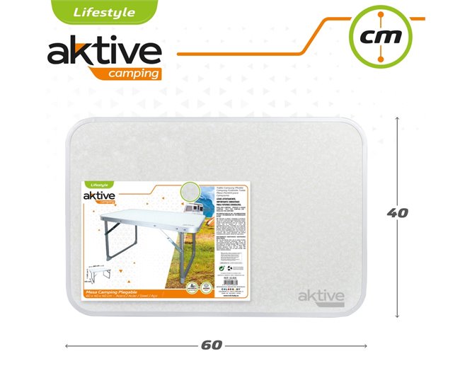 Mesa rebatível baixa Aktive Camping branca Branco