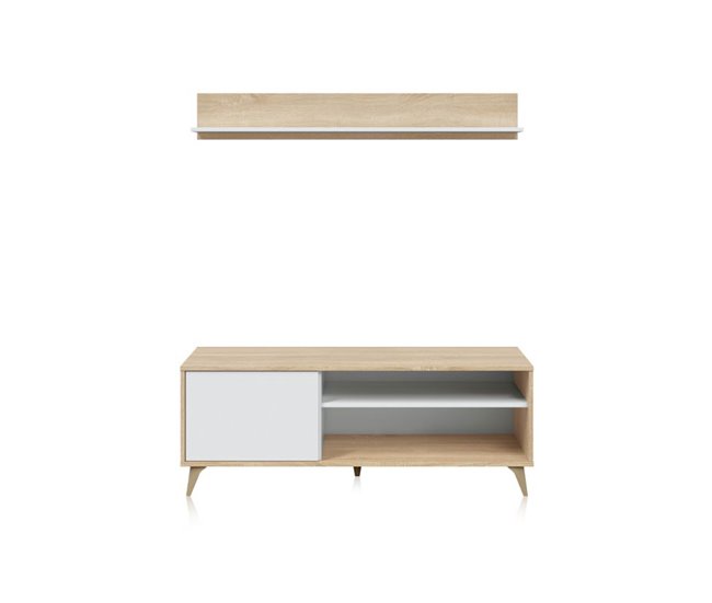 Armário para televisão com prateleira Lira 135 Natural/ Branco