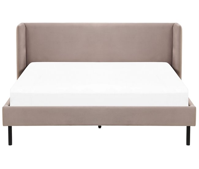 Beliani Cama com estrado Veludo ARETTE Cinza Escuro