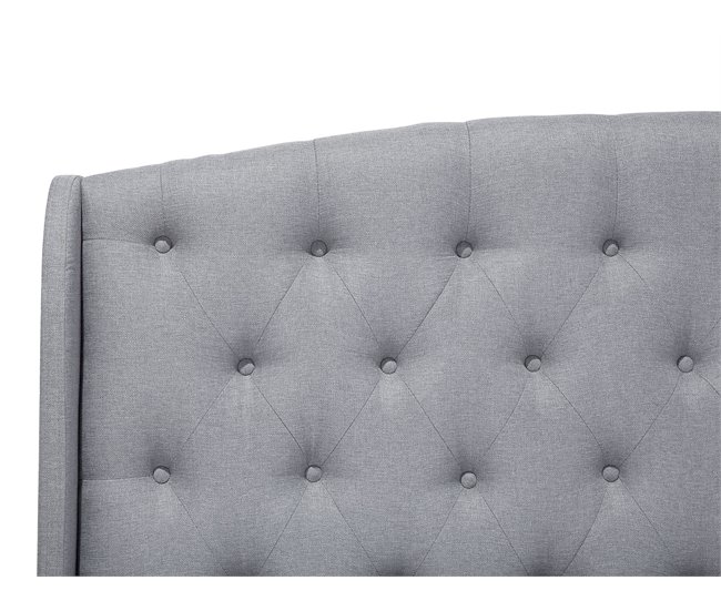 Beliani Cama com estrado Poliéster BORDEAUX 149x221 Cinza Claro