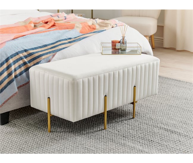 Beliani Tamborete Veludo DAYTON 93x48 Cinza Claro