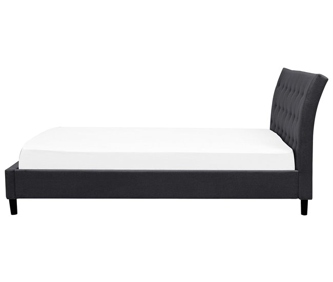 Beliani Cama com estrado Poliéster SAVERNE 197x228 Cinza Claro