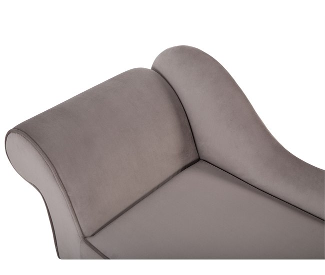 Beliani Chaise longue versão à esquerda Veludo BIARRITZ Cinza Escuro