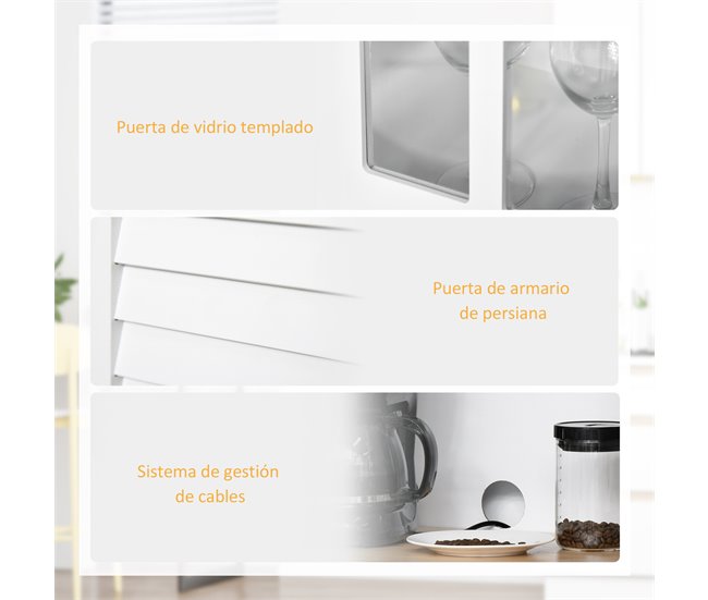 Armário de cozinha auxiliar MDF, Madeira de Borracha HOMCOM 68 Branco