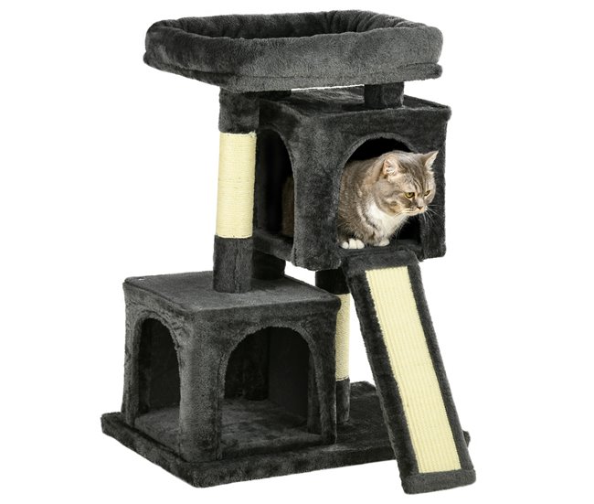 Arranhador para Gatos Aglomerado de Madeira e Sisal PawHut Cinza