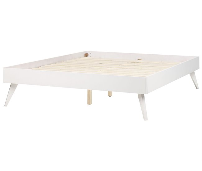 Beliani Cama com estrado MDF BERRIC 148x202 Branco