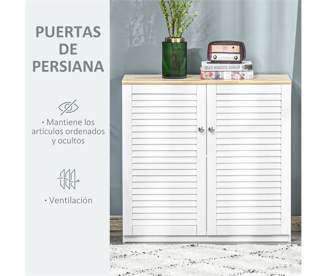 Aparador MDF, Madeira de borracha HOMCOM 80 Branco