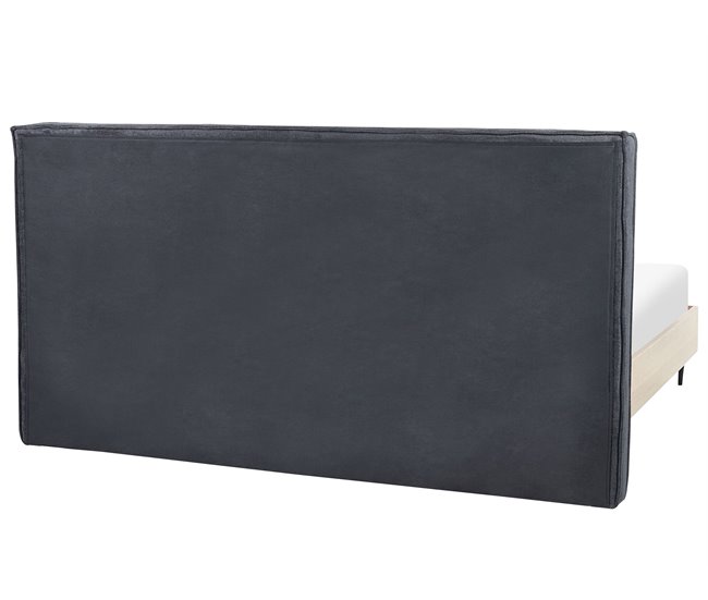 Beliani Cama com estrado Poliéster IZERNORE 207x215 Cinza Escuro