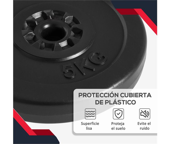 4 Discos de peso Plástico, Areia, Cimento HOMCOM Preto