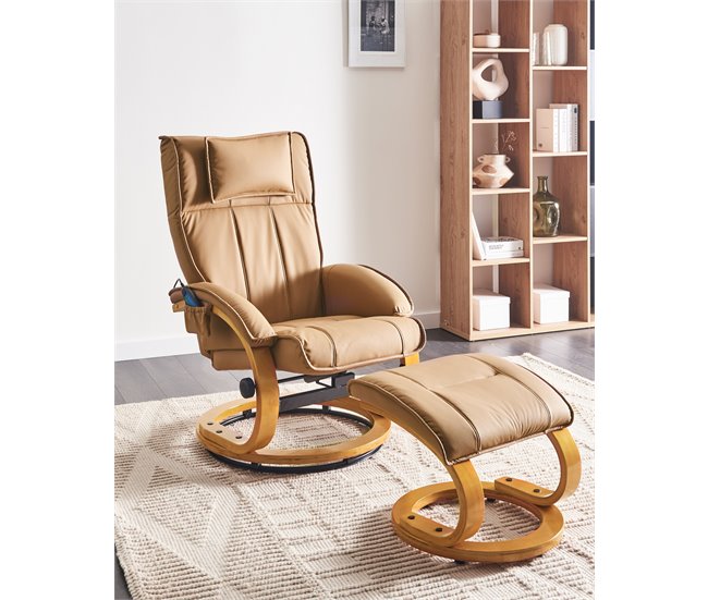Beliani Cadeira de massagem MAJESTIC Castanho Claro
