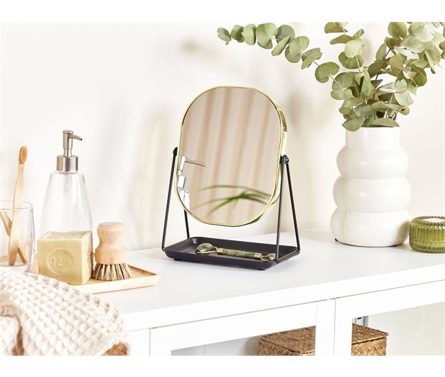Beliani Espelho de maquilhagem CORREZE 24x15 Dourado