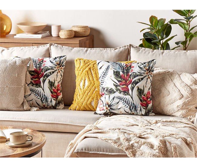 Beliani Almofada decorativa EDELWEISS Branco/ Bege