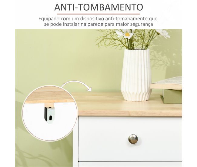 Aparador de Cozinha MDF e Madeira de Borracha HOMCOM 101 Branco