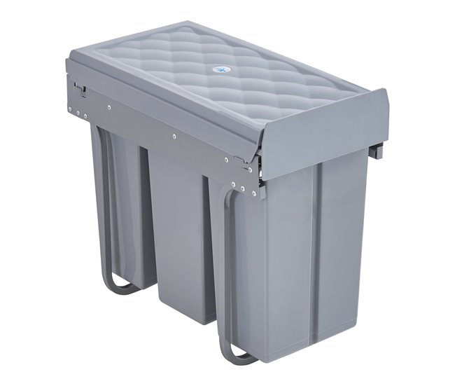 Caixote do lixo extraível Froland capacidade 3 x 10 L plástico Cinza