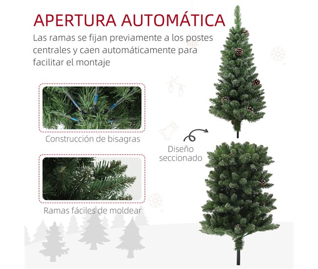 Árvore de Natal Plástico e Aço HOMCOM, casa - natal Verde