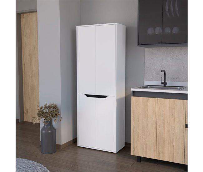 Armário de melamina Herring com 4 portas e 5 prateleiras Preto