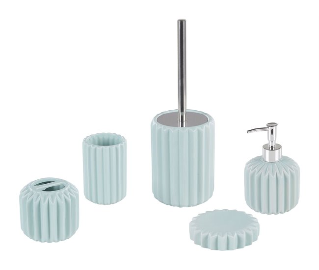 Beliani Conjunto de accesorios de baño GORBEA Azul Claro