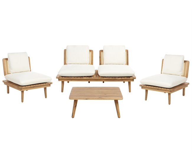 Beliani Conjunto lounge Madeira de acácia com certificado FSC® ACCADIA Bege