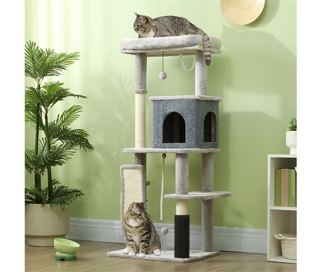 Arranhador para Gatos Melamina de Madeira e Sisal PawHut Cinza