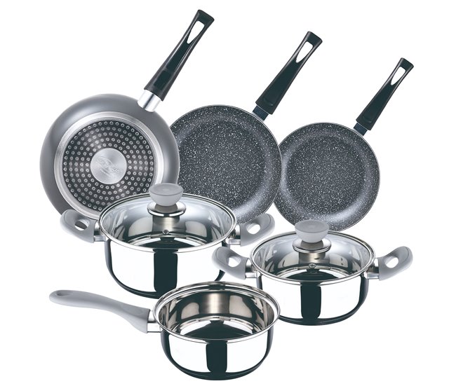 5pc Game de bateria de cozimento + conjunto 3 panelas Multicor