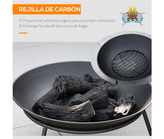 Braseiro de Exterior Metal Outsunny Preto