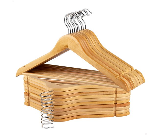 Max Home Pack de 20 cabides de madeira Castanho Claro