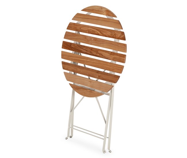 Mesa dobrável para jardim Ambar em madeira e metal 60x60 Branco/ Madeira