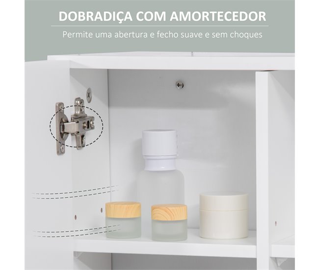 Armário Casa de Banho com Espelho MDF e Vidro kleankin 54 Branco