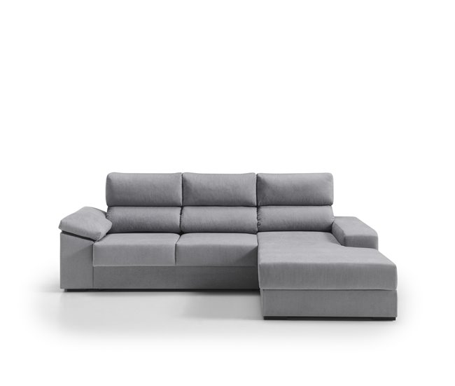 Chaise longue dereita com arrumação RUBIK Cinza