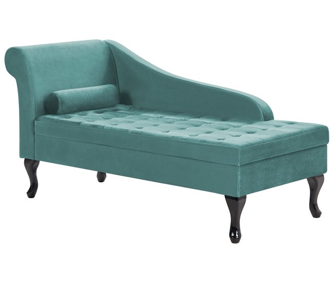 Beliani Chaise longue à esquerda Veludo PESSAC Azul/ Verde