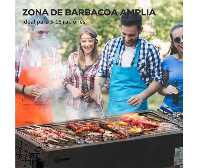 Barbecue a Carvão Aço Inoxidável e Metal Galvanizado Outsunny Preto
