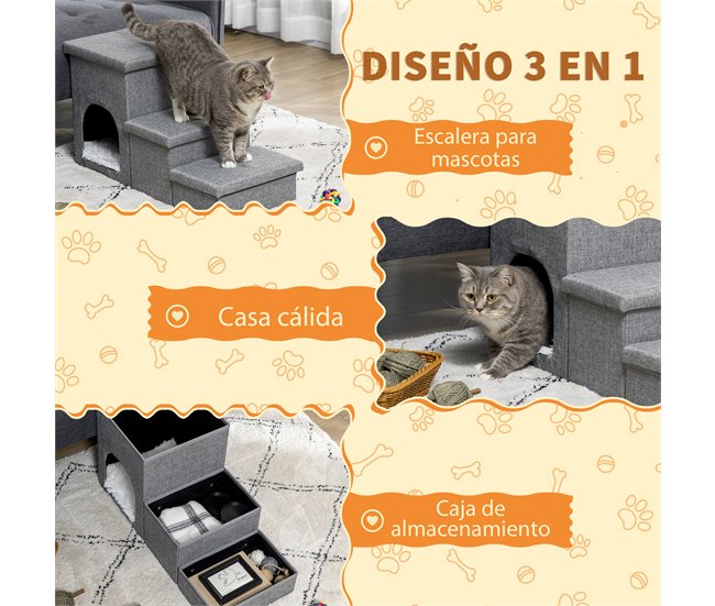 Escada para Animais de Estimação Cinza