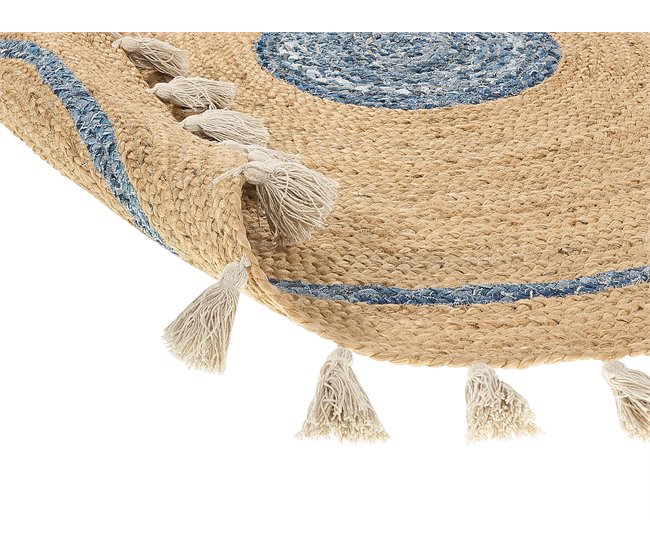 Beliani Entrelaçado OBAKOY 140x140 Azul