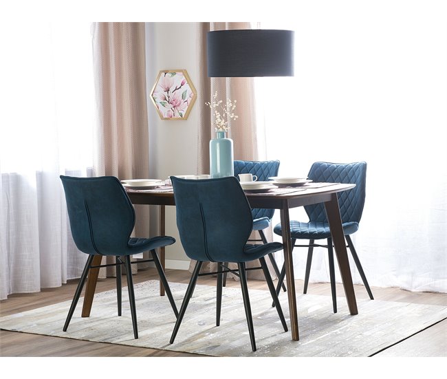 Beliani Silla de comedor LISLE Azul Marino