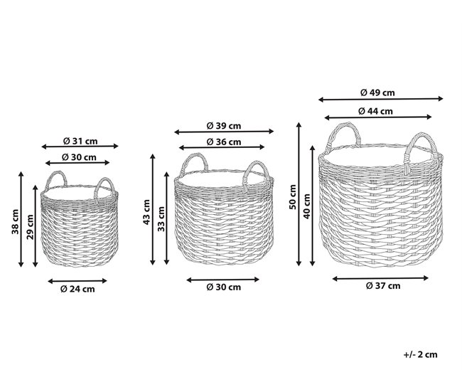 Beliani Conjunto de 3 vasos para plantas GEFIRA Branco/ Bege