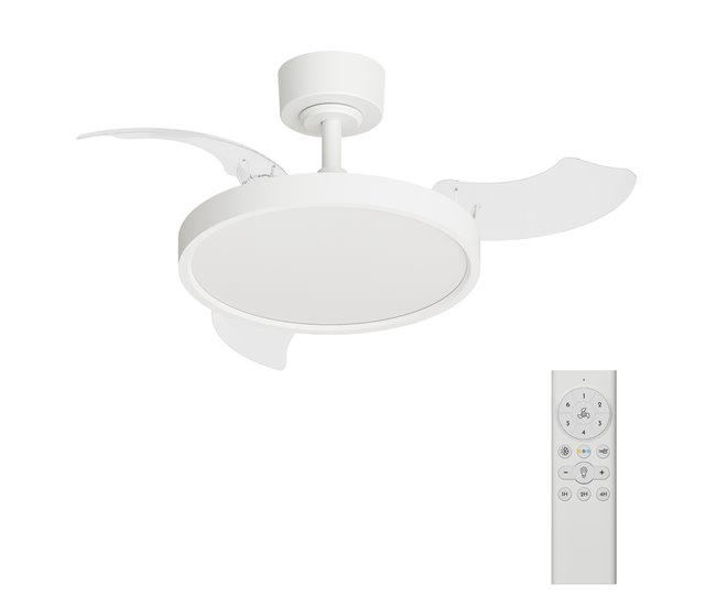 Ventoinha de teto JULIA S retrátil LED com motor DC Branco