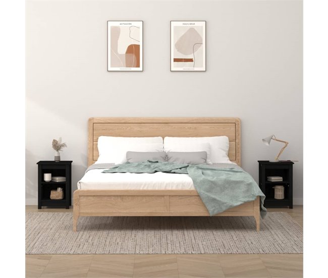 Soluna Home - Mesitas De Noche Waldoboro 2 peças 40 Preto