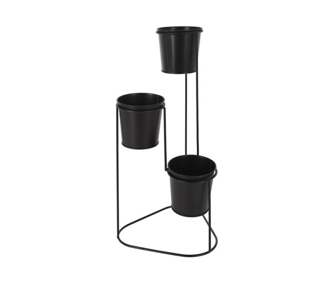 Vaso triplo de metal cor preto Preto